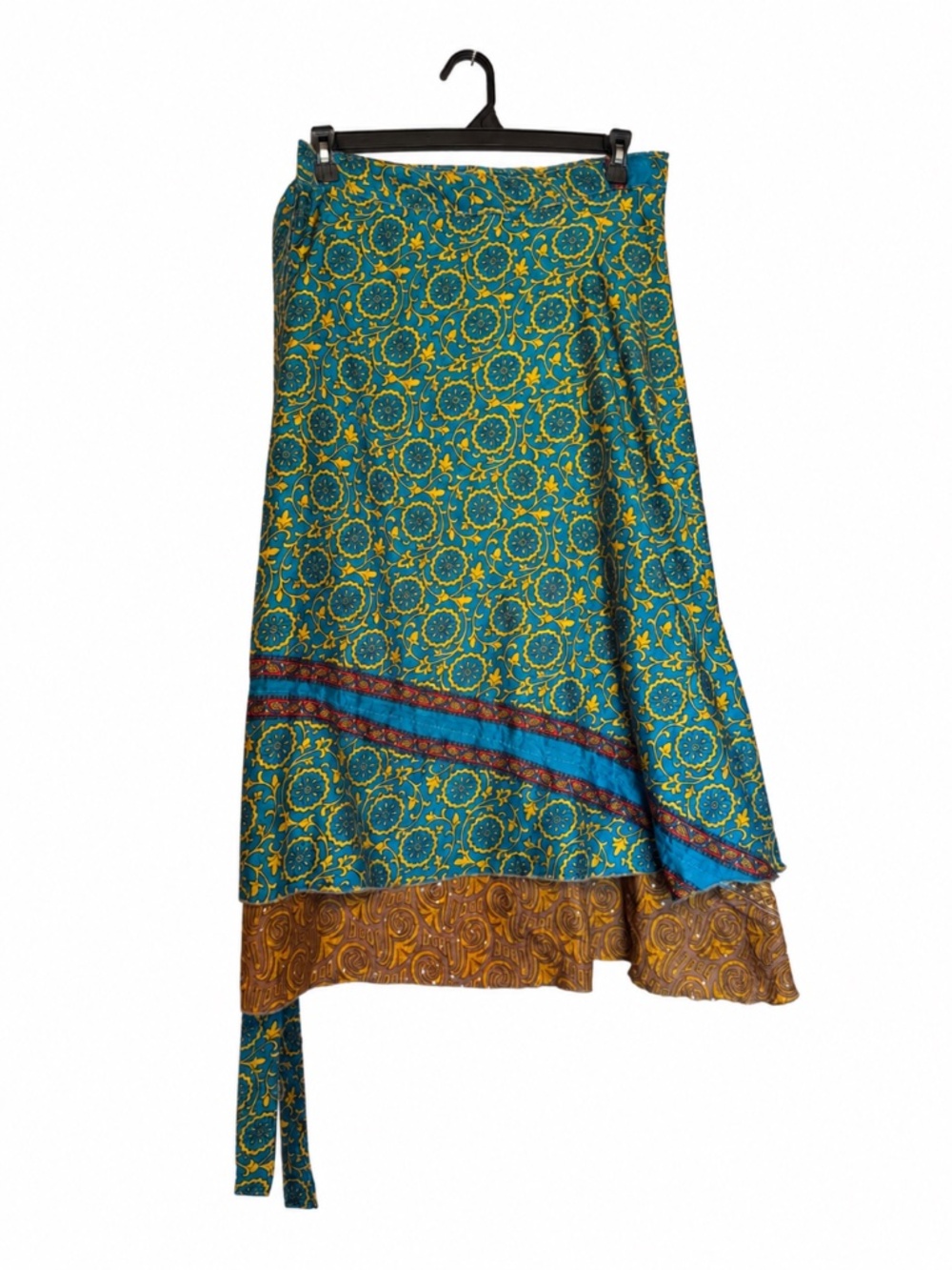 One-of-a-Kind Recycled Sari Wrap Skirt – Adjustable, Reversible, Size 14-32 NWT